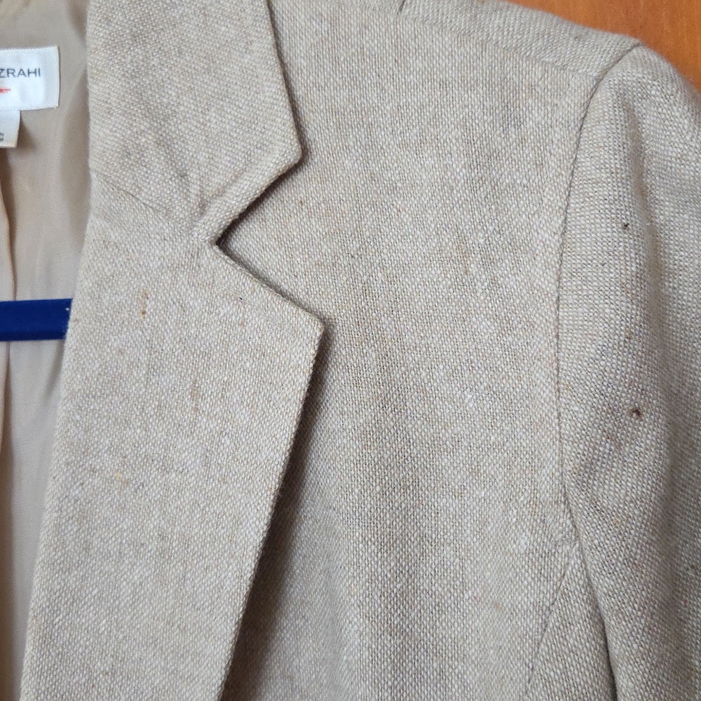 Isaac Mizrahi Wool Blend Blazer Sz S Tan Classic Basic Closet Staple - Picture 5 of 8